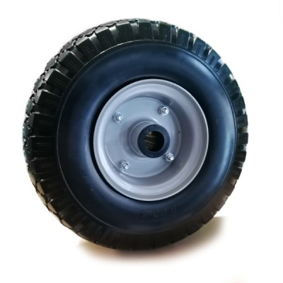 RUOTA 260x85 mm (3.00-4") SOFT DISCO MET. SCOMP. PESANTE MOZZO RULLI 75x20 mm COP. SCOLPITO P.150 kg