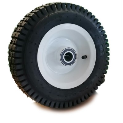 RUOTA 330x110 mm (13x5.00-6") PNEUS DISCO MET. VERN. BIANCO MOZZO SFERE 80x25 mm COP. GARDEN P.150 kg