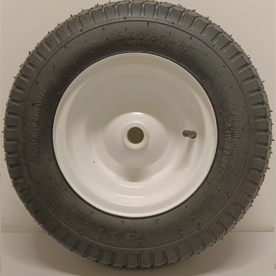 RUOTA 405x125 mm (16x6.50-8") PNEUS DISCO MET. VERN. BIANCO MOZZO 80 FORO PASSANTE 25 mm COP. GARDEN 4 PR P.250 kg